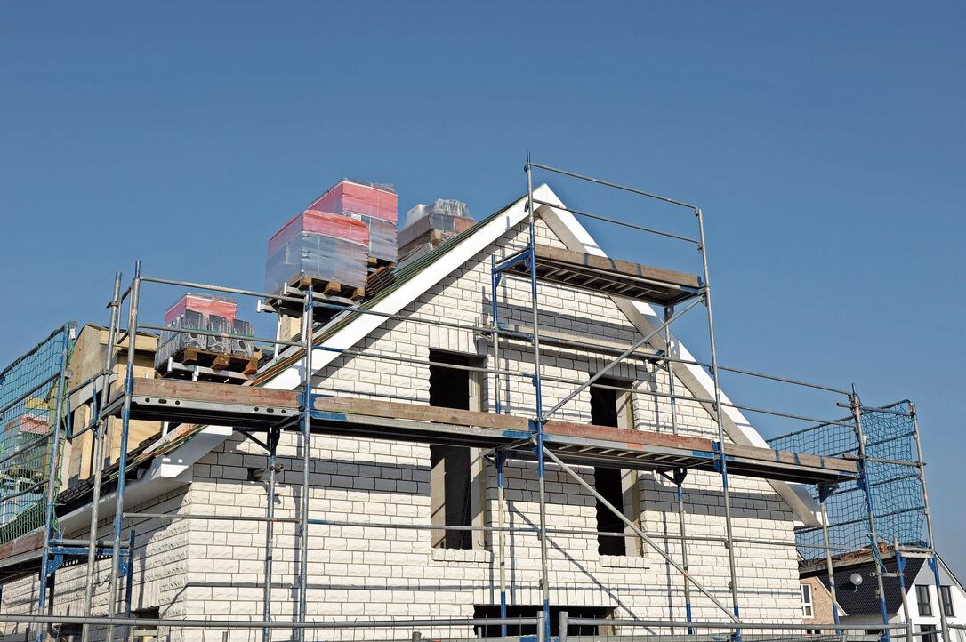 Construction site of a classic one family house