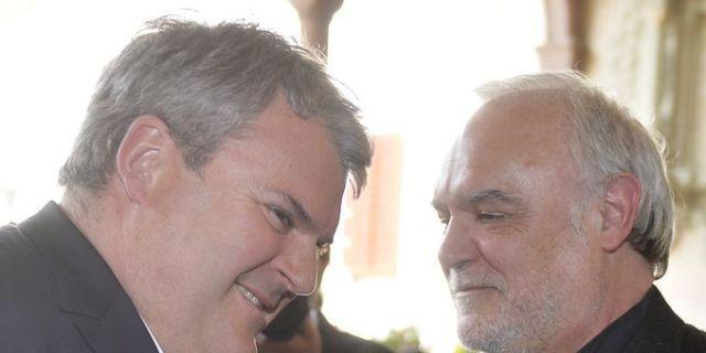 Mike Müller (l.) und Otmar Gnädigner an der Trauerfeier