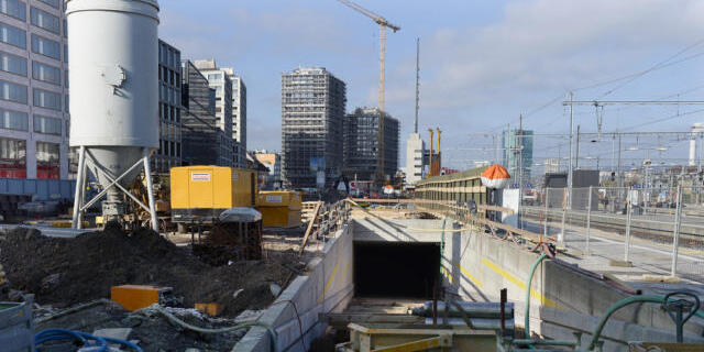 Bauarbeiten für die Europaallee in Zürich
