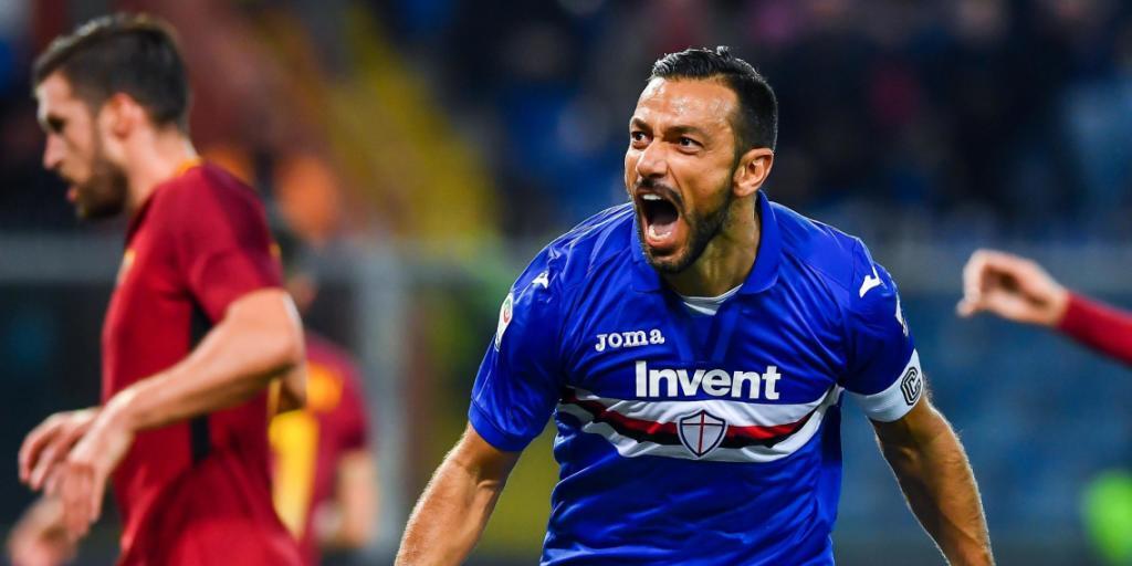Fabio Quagliarella jubelt nach seinem Penaltytor gegen die AS Roma
