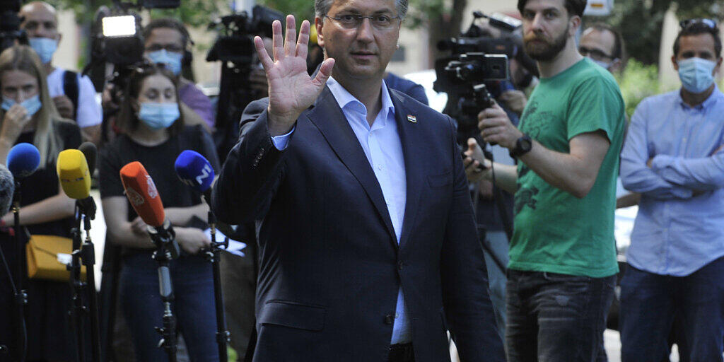 Andrej Plenkovic nach der Stimmabgabe am Sonntag in Zagreb.