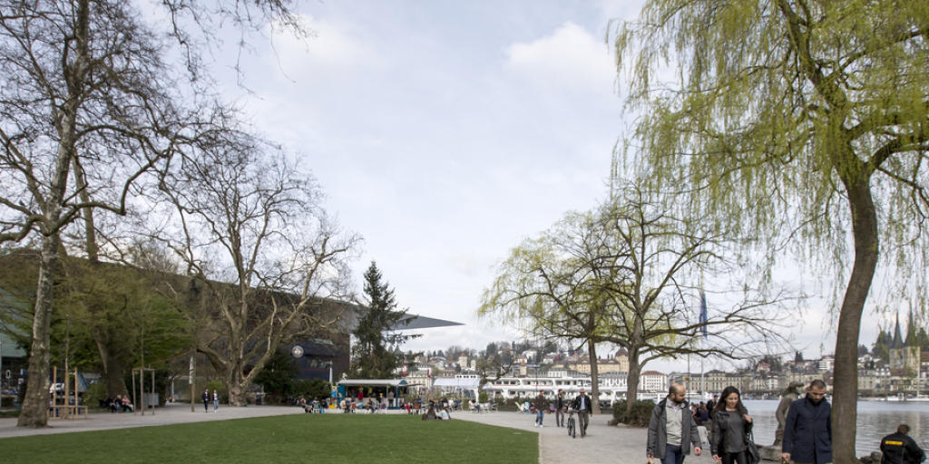 Das Inseli in Luzern mit dem KKL im Hintergrund. Hier soll das Neue Theater Luzern / Salle Modulable entstehen (Archiv) Das Inseli in Luzern mit dem KKL im Hintergrund. Hier soll das Neue Theater Luzern / Salle Modulable entstehen (Archiv)