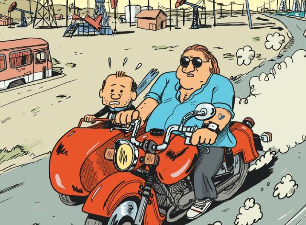 Ausschnitt aus dem Cover von Matthieu Sapins Comic "Gérard. Fünf Jahre am Rockzipfel von Depardieu", dessen deutschsprachige Übersetzung auf der Leipziger Buchmesse vorgestellt wurde. (zVg) Ausschnitt aus dem Cover von Matthieu Sapins Comic "Gérard. Fünf Jahre am Rockzipfel von Depardieu", dessen deutschsprachige Übersetzung auf der Leipziger Buchmesse vorgestellt wurde. (zVg)