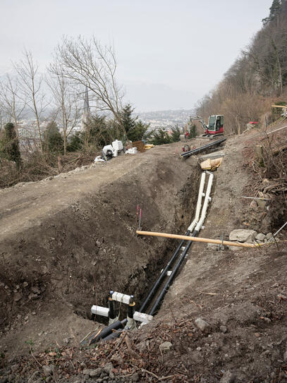 Installation der Fernwärme auf Schloss Vaduz