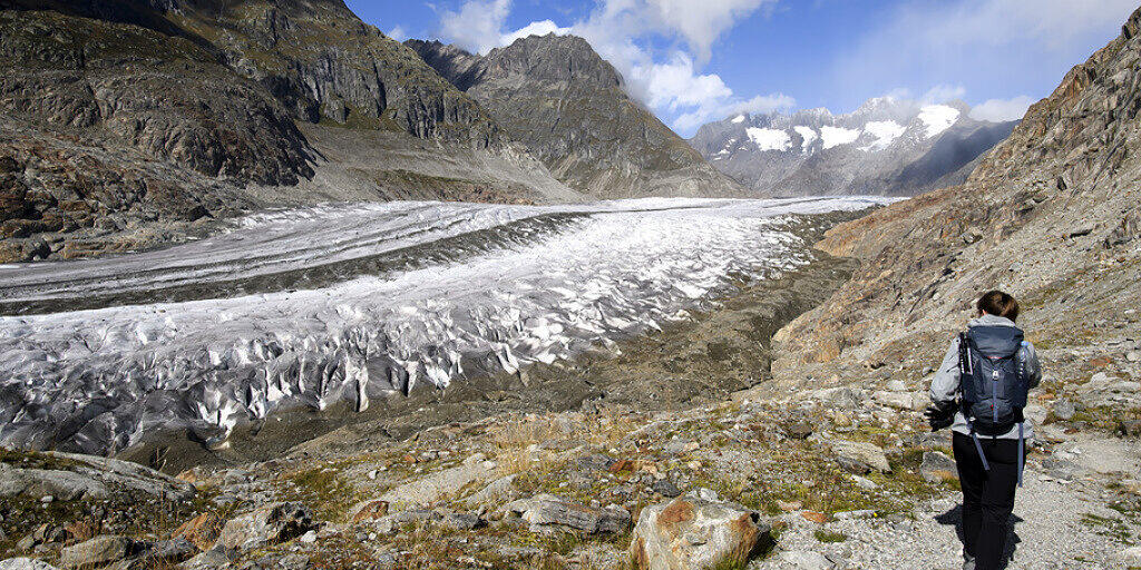 Der Aletschgletscher büsst in den unteren Lagen jedes Jahr 5 Meter ein. (Archivbild)