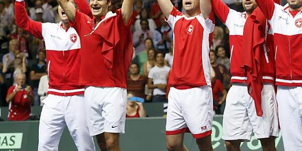 In der 1. Runde 2015 in Lüttich: das Schweizer Davis-Cup-Team