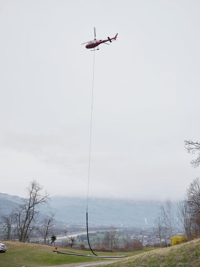 Installation der Fernwärme auf Schloss Vaduz