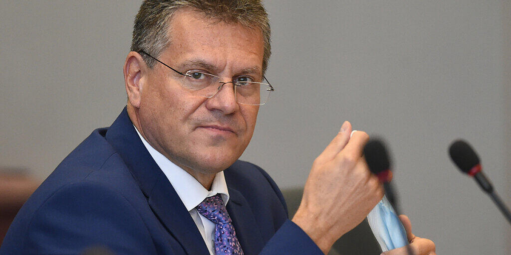 Maros Sefcovic, EU-Kommissionsvizepräsident, nimmt an einer Sitzung zum Brexit-Abkommens im EU-Hauptquartier teil. Foto: John Thys/AFP Pool/AP/dpa Maros Sefcovic, EU-Kommissionsvizepräsident, nimmt an einer Sitzung zum Brexit-Abkommens im EU-Hauptquartier teil. Foto: John Thys/AFP Pool/AP/dpa