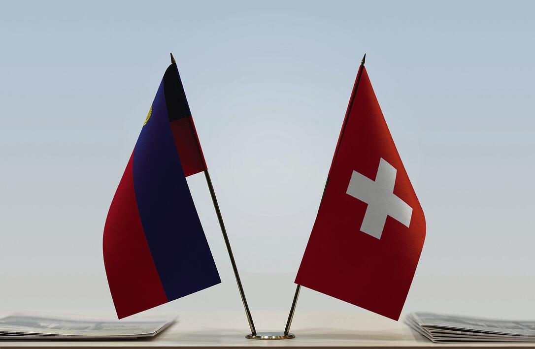 Flags of Liechtenstein and Switzerland