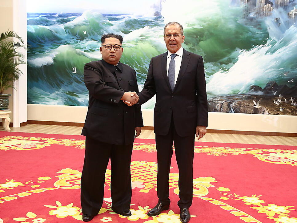 Nordkoreas Machthaber Kim Jong Un bei seinem Treffen mit dem russischen Aussenminister Sergej Lawrow am Donnerstag.