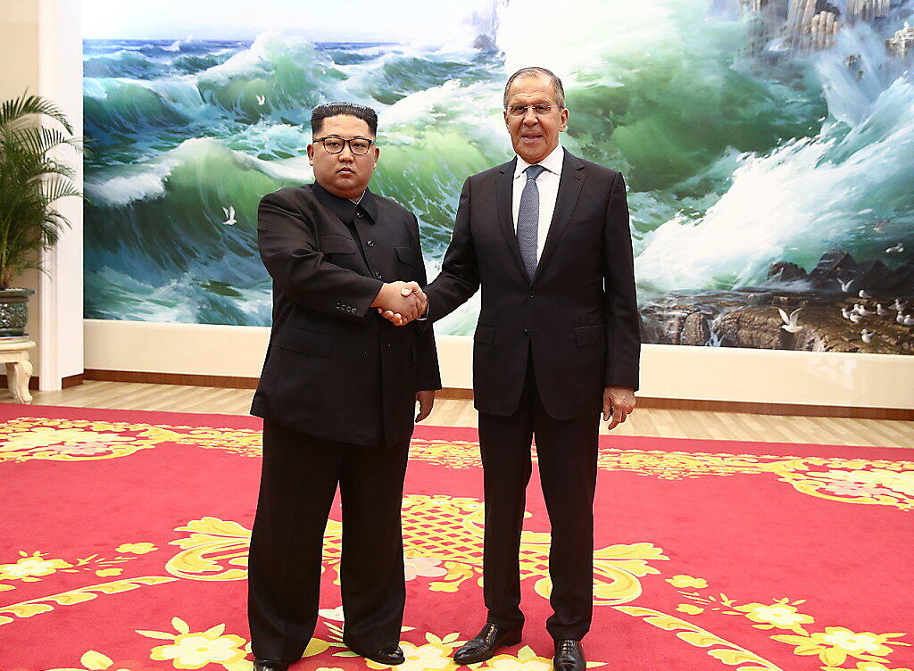 Nordkoreas Machthaber Kim Jong Un bei seinem Treffen mit dem russischen Aussenminister Sergej Lawrow am Donnerstag.