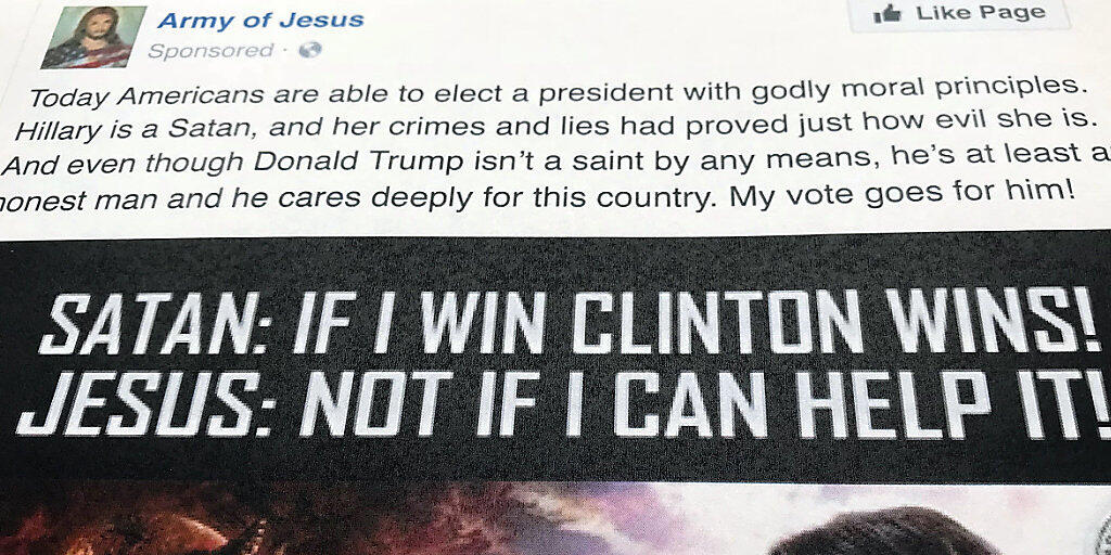 Mutmasslich aus Russland geschaltete Werbung auf Facebook während des US-Präsidentschaftswahlkampfs 2016. (Archivbild)