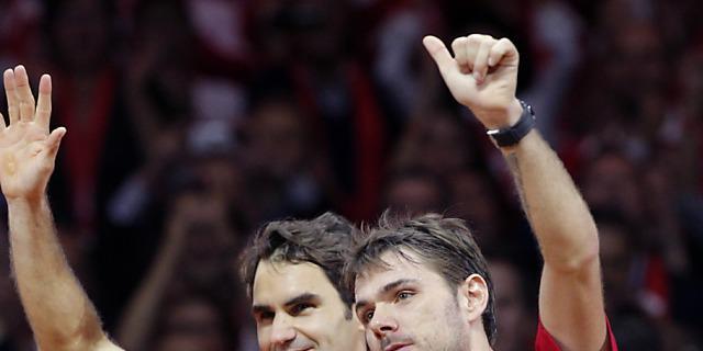 Müde, aber siegreich: Roger Federer und Stan Wawrinka