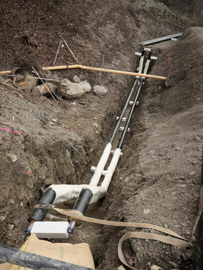 Installation der Fernwärme auf Schloss Vaduz
