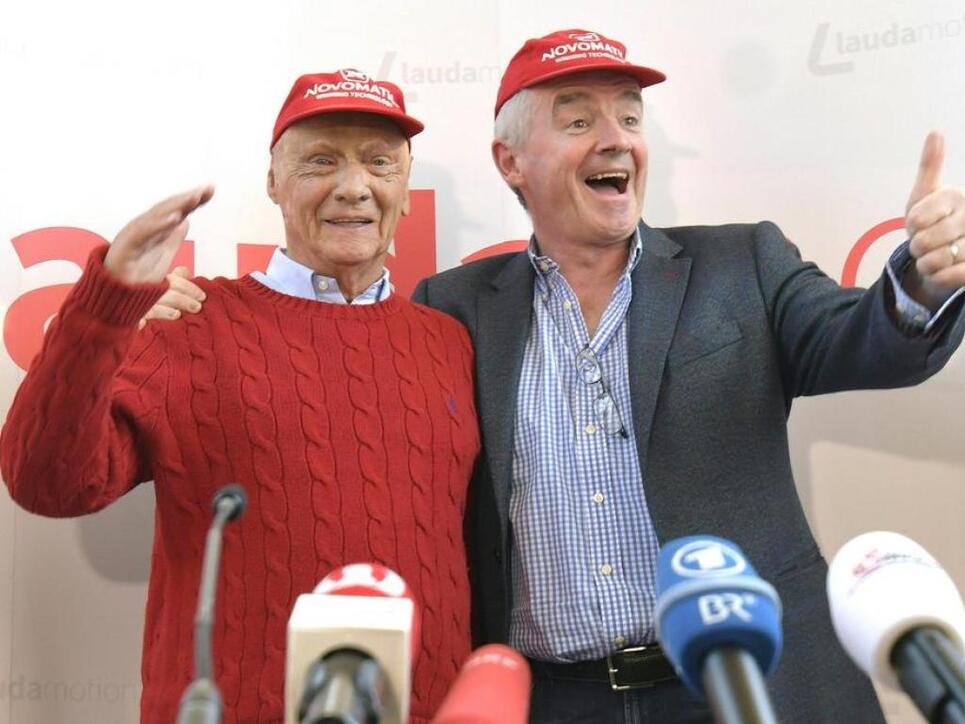 Airline-Gründer Niki Lauda (l.) und Ryanair-Chef Michael O'Leary im März in Wien. (Archiv)