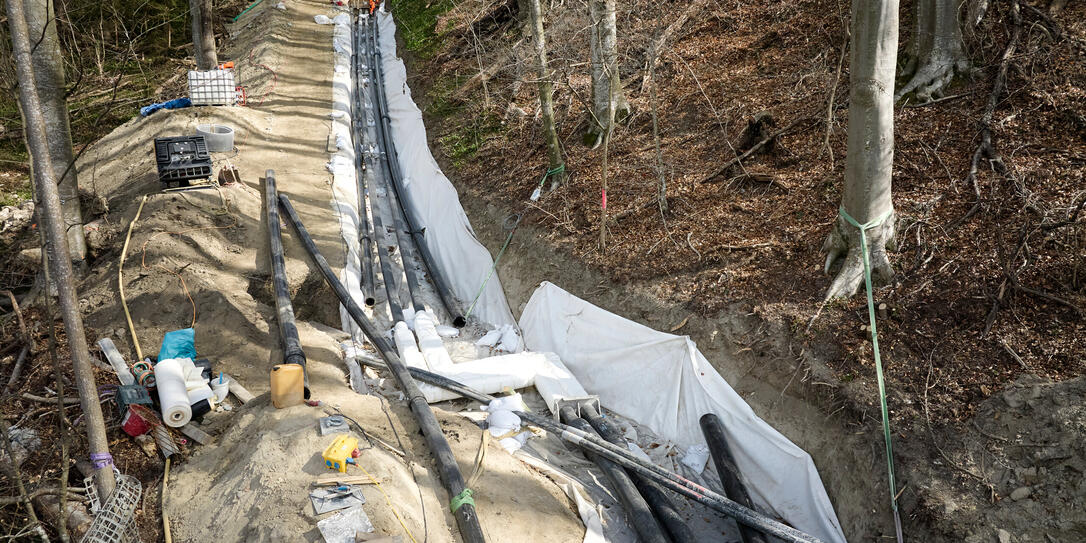 Installation der Fernwärme auf Schloss Vaduz
