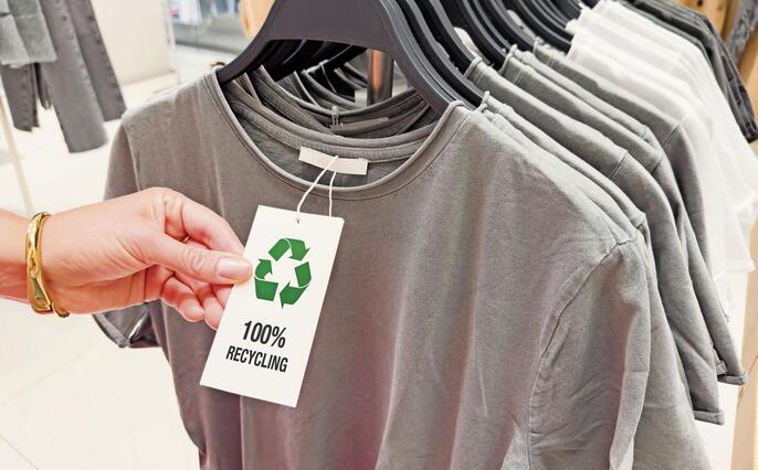 100% recycling clothing product label