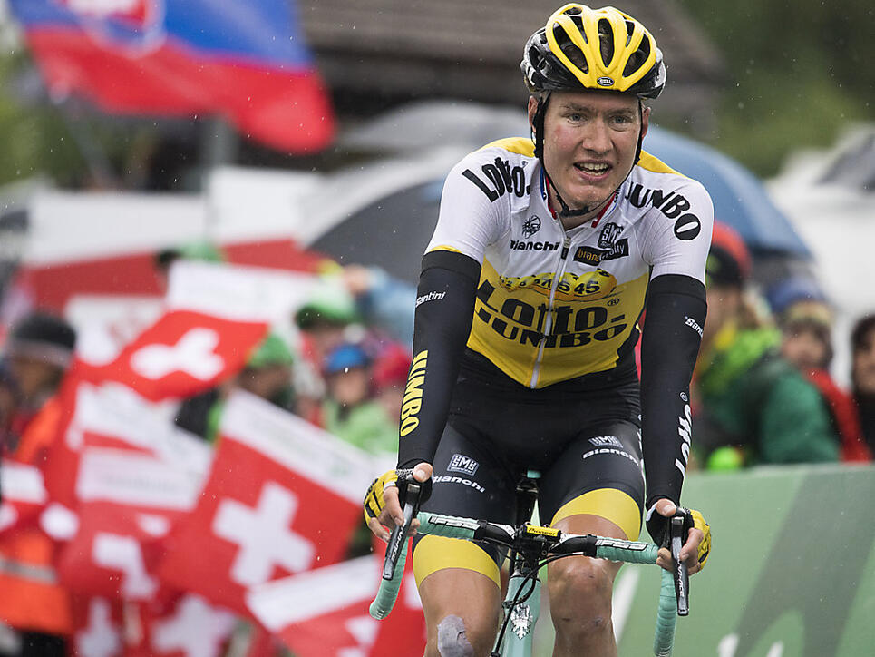Wilco Kelderman vom Team LottoNL-Jumbo ist in der Gesamtwertung erster Verfolger von Richie Porte