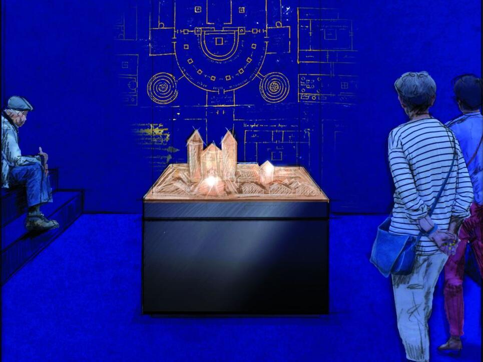 So soll der Ausstellungsraum für den St. Galler Klosterplan aussehen. Ab Frühling 2019 können Besucherinnen und Besucher des Stiftsbezirks erstmals das Original des berühmten Plans aus dem 9. Jahrhundert bestaunen.