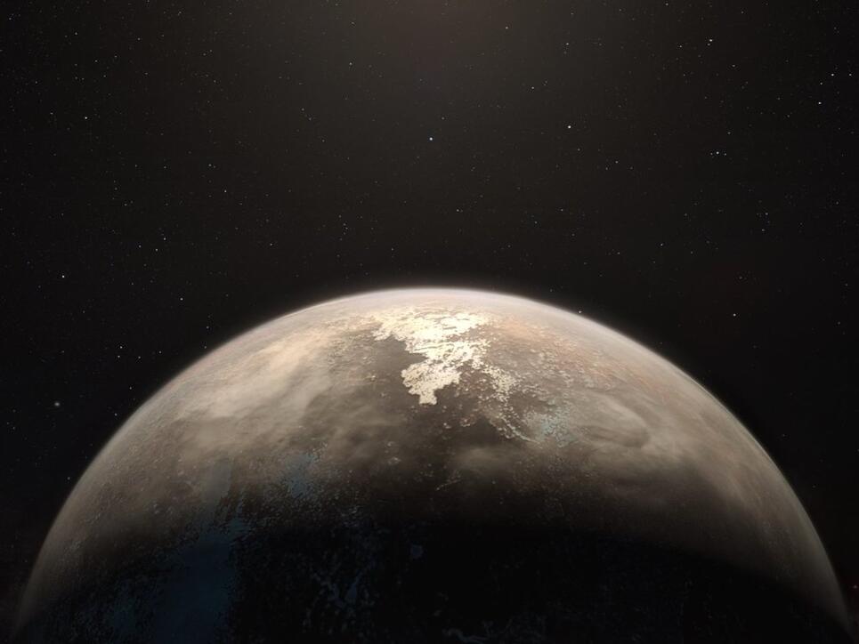 Der Exoplanet Ross 128 b hätte gute Voraussetzungen für Leben: Sein Zentralstern bombardiert ihn relativ wenig mit UV- und Röntgenstrahlung. (Illustration)