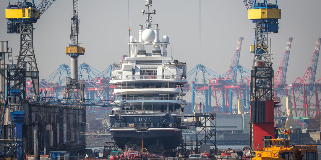 Mega Yachts at Blohm + Voss shipyards in Hamburg