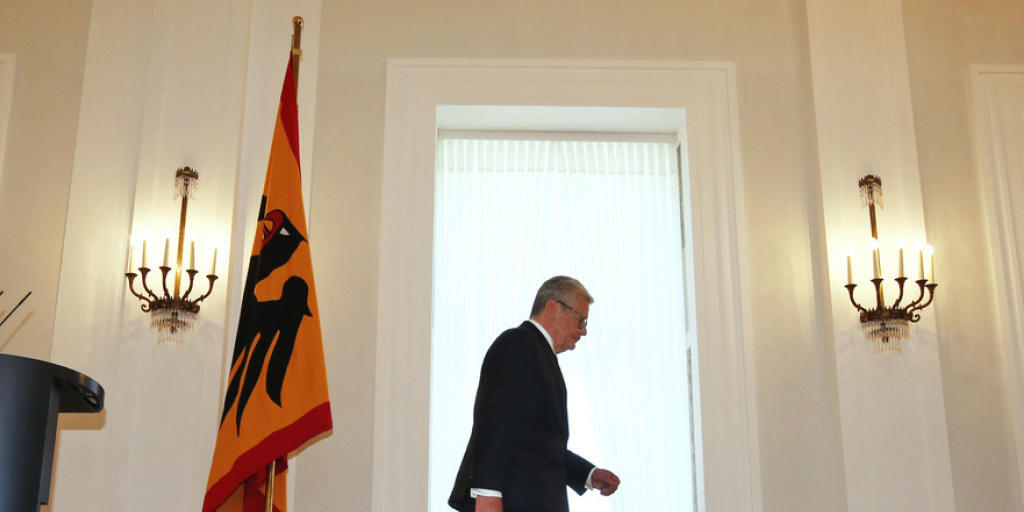 Joachim Gauck nach der Ankündigung seines Abgangs am Montag in Berlin. Joachim Gauck nach der Ankündigung seines Abgangs am Montag in Berlin.