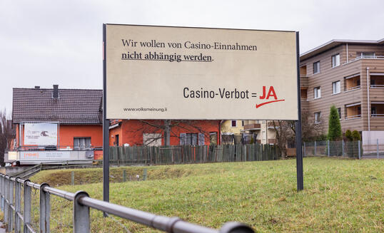Plakat Casino Verbot in Schaan