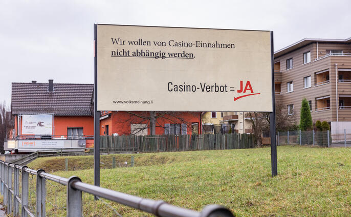 Plakat Casino Verbot in Schaan