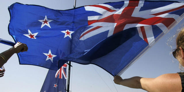 Neuseelands heutige Flagge mit dem Union Jack (Archiv)