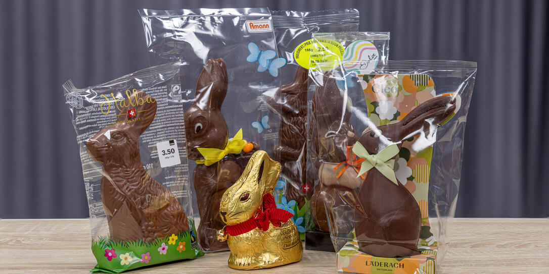 Der Geschmack wurde von Coop (v.l.), Cafe Amann, Lindt, Migros, Dolce und Läderach analysiert.