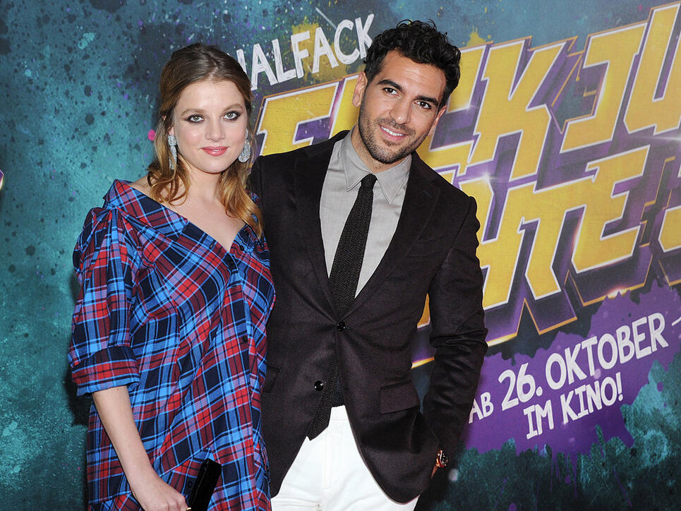 Die Schauspieler Elyas M'Barek und Jella Haase kommen am Sonntag zur Filmpremiere ihres Films "Fack ju Göhte 3" im Mathäser Filmpalast in München. (Bayern).