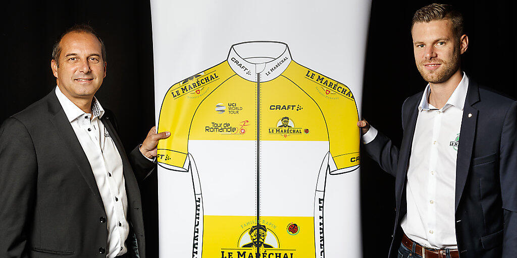 Richard Chassot (links), der Direktor der Tour de Romandie, bei der Präsentation der Rundfahrt von 2019