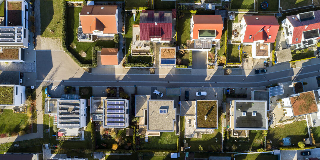 Aerial view of a new residential neighborhood