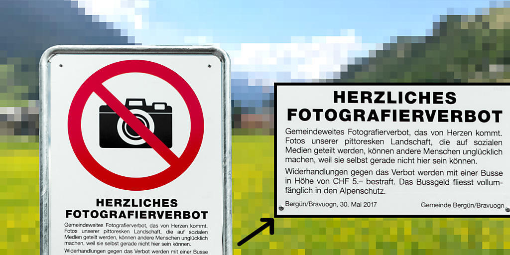 Von Anfang an so geplant: Das totale Fotografierverbot in Bergün im Bündnerischen Albulatal soll von den Stimmberechtigten bald wieder aufgehoben werden. Von Anfang an so geplant: Das totale Fotografierverbot in Bergün im Bündnerischen Albulatal soll von den Stimmberechtigten bald wieder aufgehoben werden.