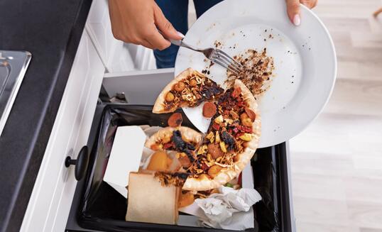 Person Throwing Pepperoni Pizza In Dustbin