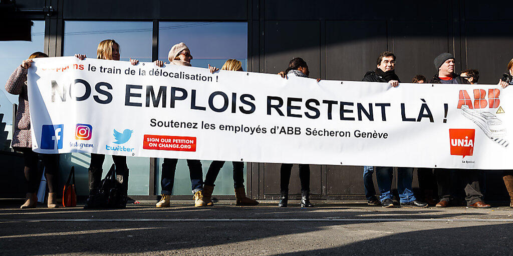 Die Protestaktion der ABB-Mitarbeiten vom November bei Genf brachte den ABB-Konzern zum Einlenken.