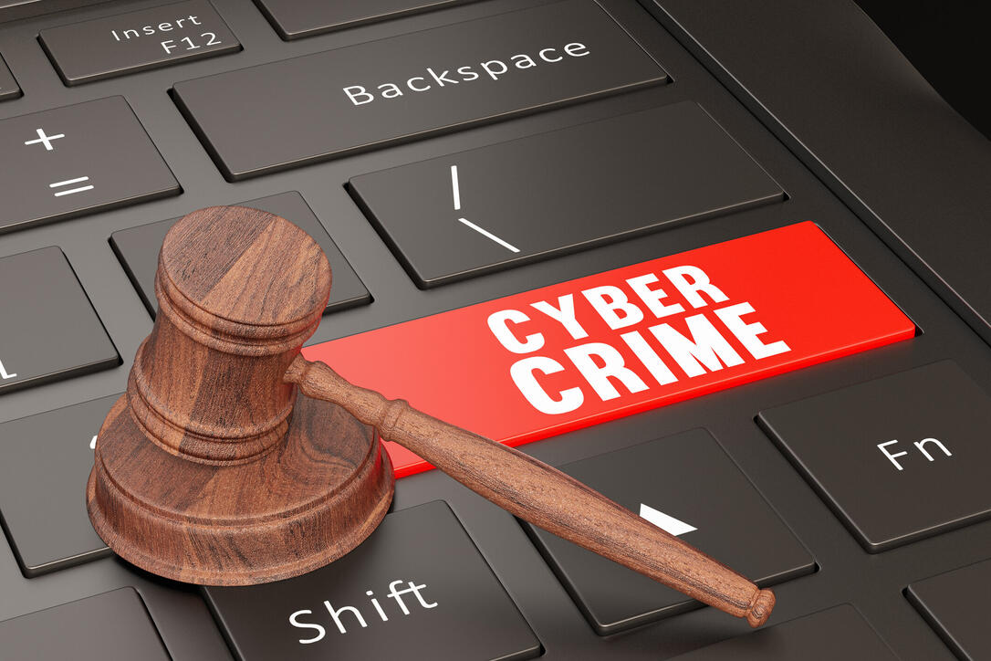 Cyber Crime Justice Concept with Laptop and Gavel