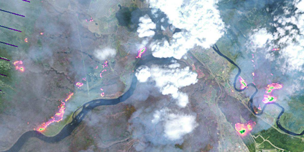 So sehen die Waldbrände in Kanada aus dem Weltall aus: Leichter Regen lässt die Feuerwehr etwas aufatmen im Kampf gegen die Flammen.