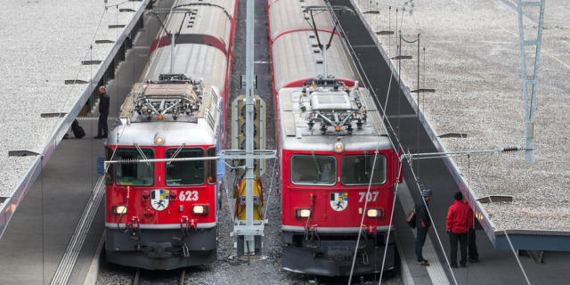 Zugskompositionen der Rhätischen Bahn im Bahnhof Chur (Archiv)